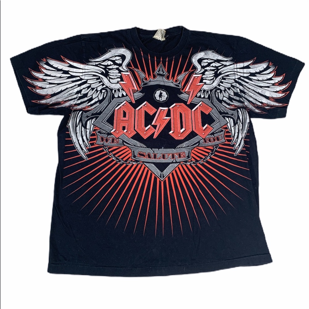 Vintage 1996 AC/DC Rock Band We Salute You All Over Shirt XL ACDC Music Concert